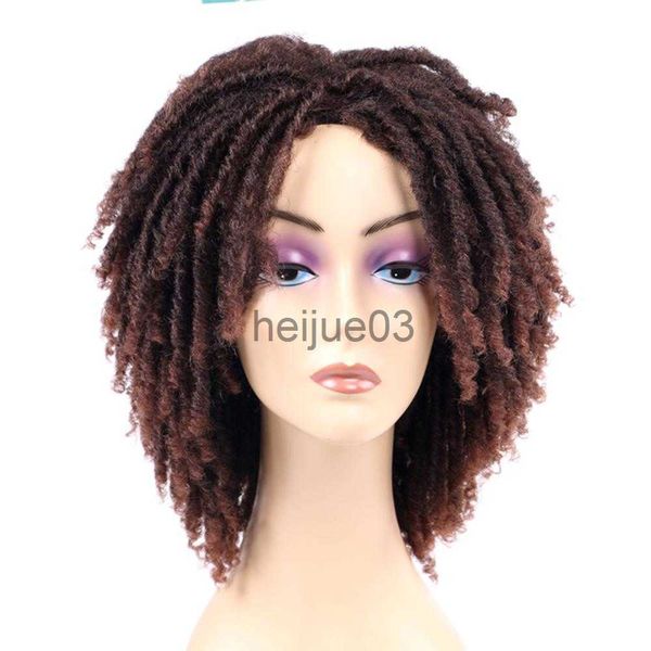 Pelucas sintéticas YUNRONG Dreadlock Peluca rizada Torcedura corta Natural Negro 1b 30 Ombre Marrón Para mujeres y hombres negros y blancos Peluca sintética afro rizada x0715