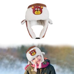 SYPVRY Led-wintermuts voor kinderen met lichte muts, muts met oorkleppen, jongens, meisjes, schattige Ushanka-hoed, kerstcadeau, bruin 240111