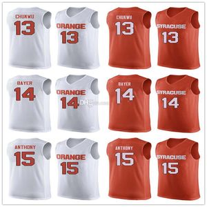 Syracuse Orange College # 13 Paschal Chukwu Basketbal Jersey # 14 Braedon Bayer # 15 Carmelo Anthony Mens Stitched Custom Number Name Jerseys