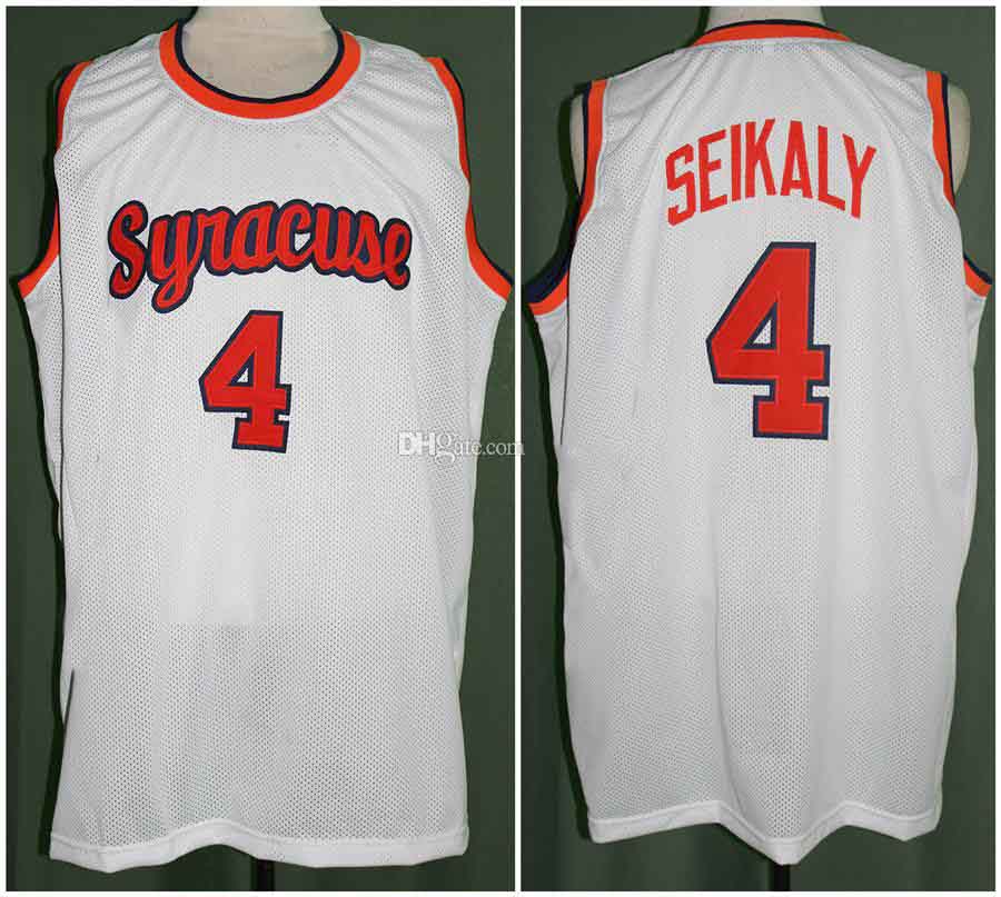 Syracuse Orange College 4 Rony Seikaly White Retro Classic Basketball Jersey Mens Stitched Custom Number and Names Jerseys