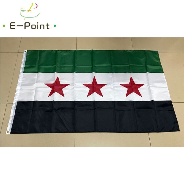 Drapeau du pays de la Syrie Drapeau de l'indépendance syrienne 3 * 5ft (90cm * 150cm) Décoration de bannière en polyester battant le drapeau de jardin de la maison