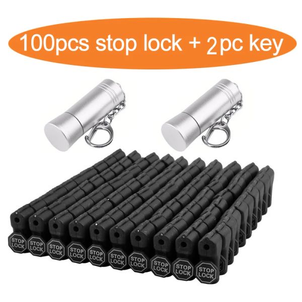 Sistema (100+ 2) PCS+ Diámetro de costo de envío gratis de 6 mm Etiqueta de seguridad negra Slot de colgilla Euro /taller Gancho /EuroSlot Stoplock Antift