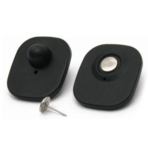 Sistema 100pcs 47*42 mm Seguridad Compatible con seguridad RF 8.2MHz Etiqueta Negra con pin Antitheft