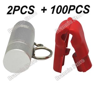 SYSTEEM 100PCS/LOT EAS ANTITHEFT STOP LOCK VOOR RETAIL Display Security Hook STEM PEG STOP VERLOCHT+2PCS MAGNETISCHE DETACHER TEEST