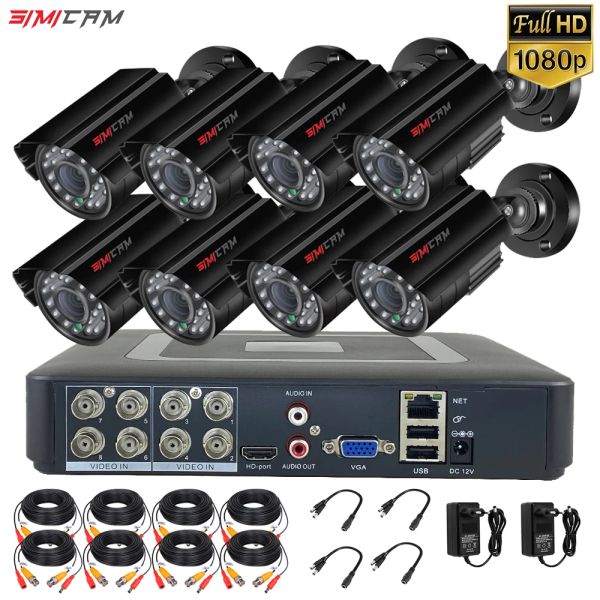 Sistema 1080p Cámara de seguridad AHD Sistema CCTV 4/8 CH DVR 2/4/6/8pcs Opciones de bala al aire libre Visión nocturna de vigilancia