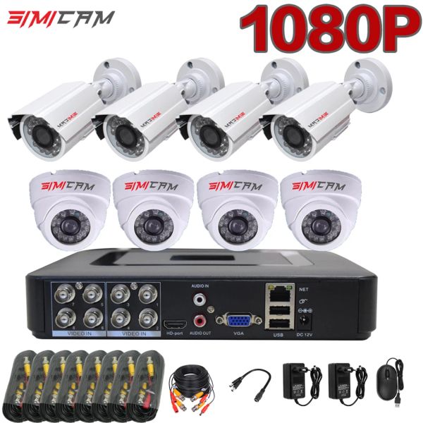 Sistema 1080p Cámara de seguridad Sistema Analógico Kits AHD 8/4 CHANNEL DVR Recorder 2/4/6/8pcs 1920*1080p Vidrovevicavilancia de video en interiores al aire libre