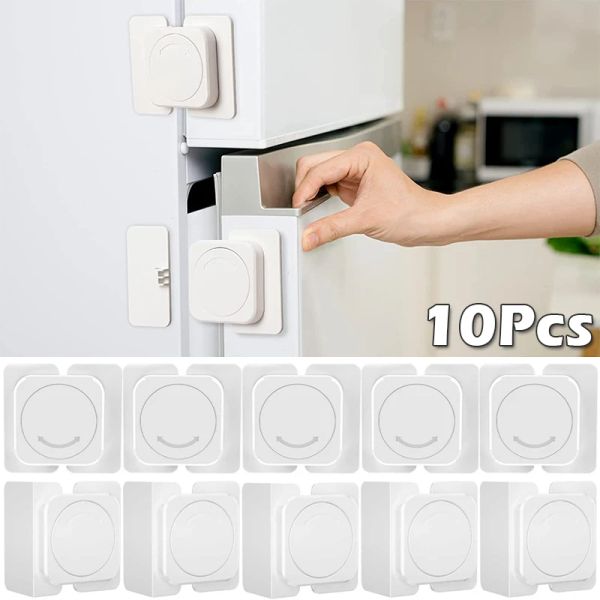 Sistema 10 PPCS Baby Safety Gabinet Locks Niños Cajón de la puerta del refrigerador Protección de seguridad de la puerta del refrigerador Antipio de seguridad