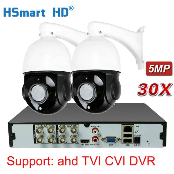 Sistema 30x Zoom 5MP AHD PTZ Cámaras de vigilancia impermeable al aire libre 8CH 5MP AHD 5IN1 H.265 Sistema de vigilancia de video para el hogar DVR