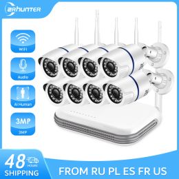 Sistema 3MP Audio Wifi IP Camera H.265 Outdoor 8ch Mini NVR CCTV Security Kit Infrarrojo Visión nocturna Sistema de cámaras de vigilancia inalámbrica