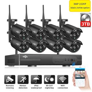 Système 3MP CCTV Système 1536p 8ch HD Wireless NVR Kit 3To HDD OUTDOOR IR Night IP WiFi Camera Security System Video