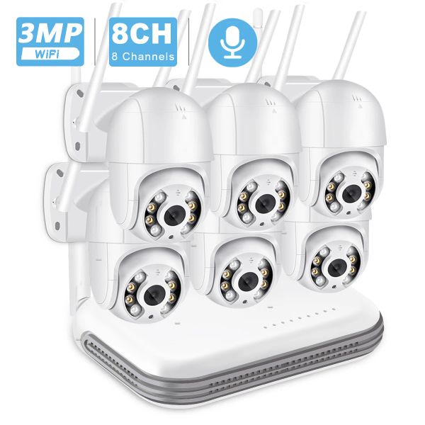 Système 3MP HD Audio PTZ WiFi IP Camera 8ch Mini NVR Wireless CCTV Sécurité Kit de sécurité infrarouge Vision Night Vision VIDEO