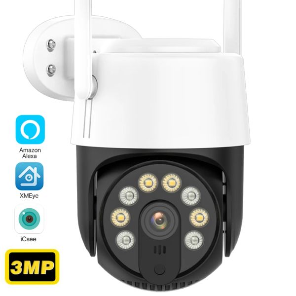Sistema 3MP HD Wifi IP Camera de seguimiento automático Cámara de seguridad inalámbrica 1080p Al aire libre PTZ Camera CCTV AI Detección de vigilancia ICSEE