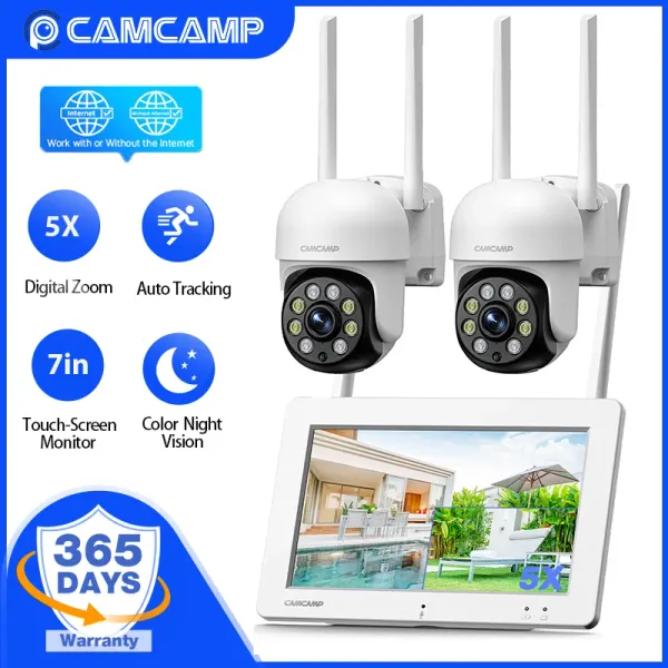 Sistema 3MP Cámara de cámara inalámbrica Sistema Conjunto PTZ 4CH CCTV NVR Monitor Kit Al aire libre P2P Wifi Video Vigilancia Sistema de cámara de vigilancia