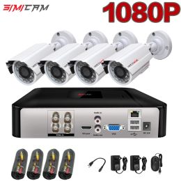 Système 4CH 1080p Kit de caméra de surveillance HD Full HD Câble AHD DVR 18M avec HD Infrarnight Vision Imperproof Alarm Alarm CCTV Sécurité Camera