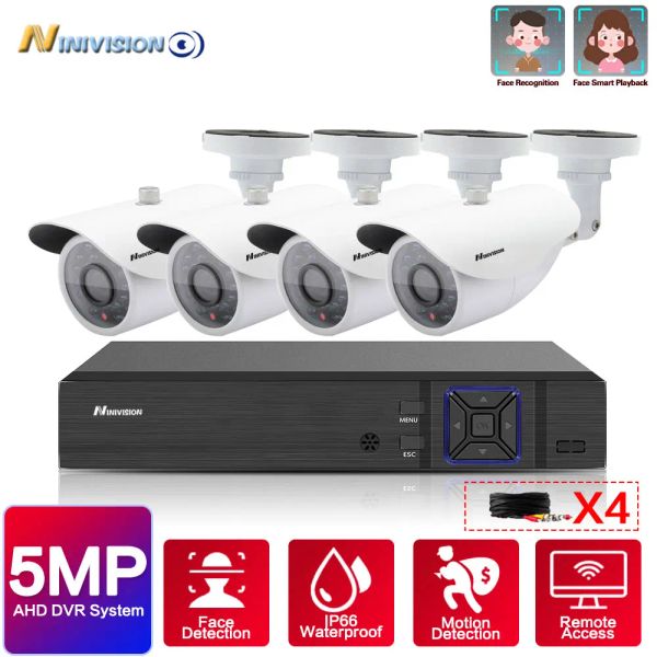 Sistema Detección de cara de 4ch CCTV DVR 1080/5MP Kit de cámara AHD Sistema de seguridad para el hogar resistente al hogar