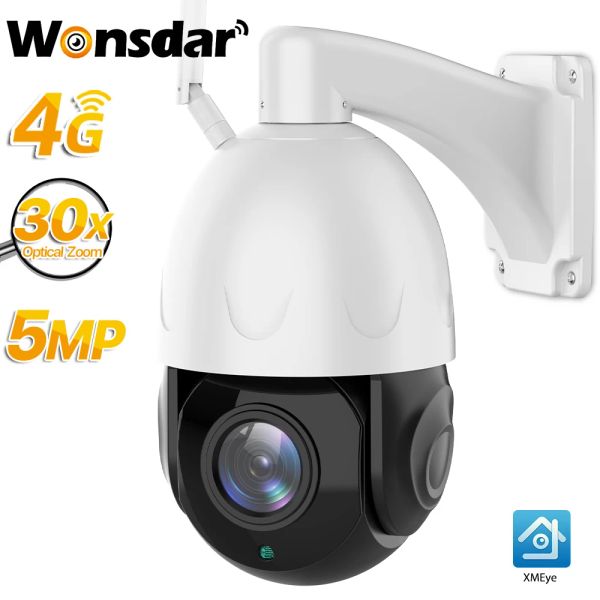 Sistema 4G 5MP HD IP Camera IP Outdoor 30x Zoom Wifi Security PTZ Cámara de detección humana Cámara Dome Camera P2P Video Vigilance App