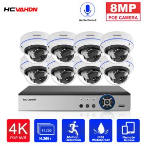 Système 4K 8ch Poe NVR Kit Audio Record Home Security Camera System 8MP OUTDOOR IP DOME CAME CAMERIE VIDEO VIDÉO SYSTÈME SYSTÈME 8 CANAU