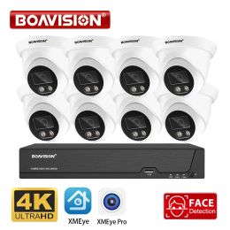 Sistema 4K 8MP 4CH 8CH POE Vigilancia de seguridad Cámara Kit Sistema de Sistema AI Detección de cara Audio Registro de color Visión nocturna H.265 Video NVR Conjunto de NVR