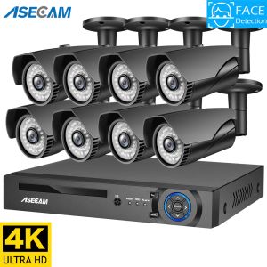 Système 4K 8MP AI Face Detection Security CCTV CAME CAME SYSTÈME POE NVR KIT OUTERDOOR HOME HUMAN GRY SURVEILLANCE CAME XMEYE