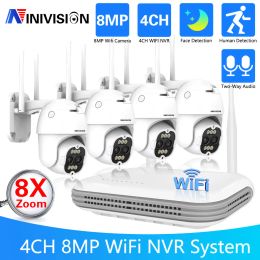 Système 4K 8MP Dual Lens HD Wireless CCTV Système Système Audio 8x Zoom PTZ WiFi IP Security Camera 4CH NVR VIDEO SURVEILLANCE ICSEE