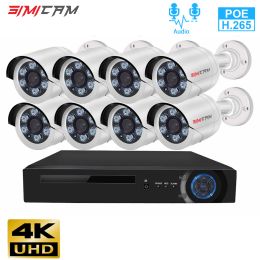 SYSTEEM 4K 8MP POE IP Avondmaal HD NVR -kit met audio CCTV System Out Door Bullet Indoor Dome Human Detection Video Surveillance Camera Set