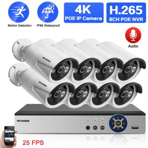 Système 4K CCTV Sécurité Caméra Système Défini en extérieur APPERSHOP AUDIO POE IP Bullet Camera Video Subselance Kit 8MP 8CH POE NVR Kit P2P