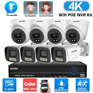 Système 4K Face Detection Système de caméra de surveillance 8MP 8CH POE KIT NVR