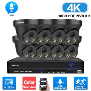 Système 4k Poe Dome Camera Video Systems System System Outdoor Improop Ip Security Camera Set System Color Night Vision 8ch NVR Kit