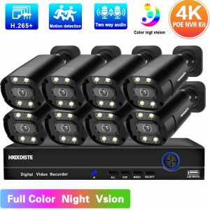 Système 4K Poe Security Camera System 8ch Kit NVR 8MP IP Monitoring Camera System SETT bidirection