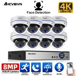 Système 4K Ultra HD 8CH POE NVR Kit H.265 Face CCTV IP Camera Security System 8MP Dome IR Outdoor Night Vision Video Trewance Kits