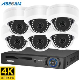 Sistema 4K Ultra HD 8MP SEGURIDAD Sistema de cámara H.265 Poe NVR Kit CCTV Outdoor Metal White Dome Video Vigilance K10 IP Camera Set
