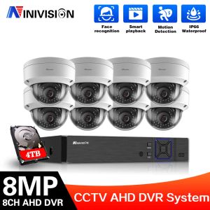 Système 4K Système de surveillance Système CCTV Sécurité Camera Enregistreur 8CH DVR AHD Kit extérieur Caméra 720 / 1080P HD Night Vision 8MP Set