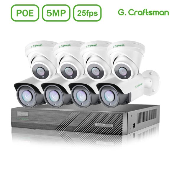 Système 5MP 25FPS POE Kits System Bullet + Dome IP Camera 2 4 6 8CH CCTV SECURIT