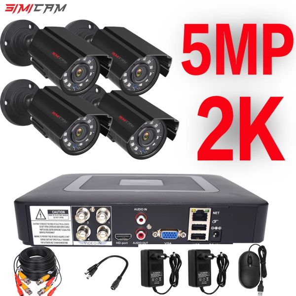 Sistema 5MP Camera Video Vigilancia Sistema 4 CH AHD DVR KIT 2/4PCS 5.0MP HD Interior CCTV Camera CCTV P2P Sistema de seguridad de video P2P Conjunto