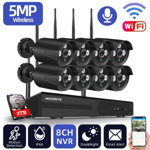 Système 5MP CCTV WiFi Video Subswearance Kit 8ch Outdoor Sécurité imperméable IP Camera WiFi Wireless System Set 8 Channel NVR Kit