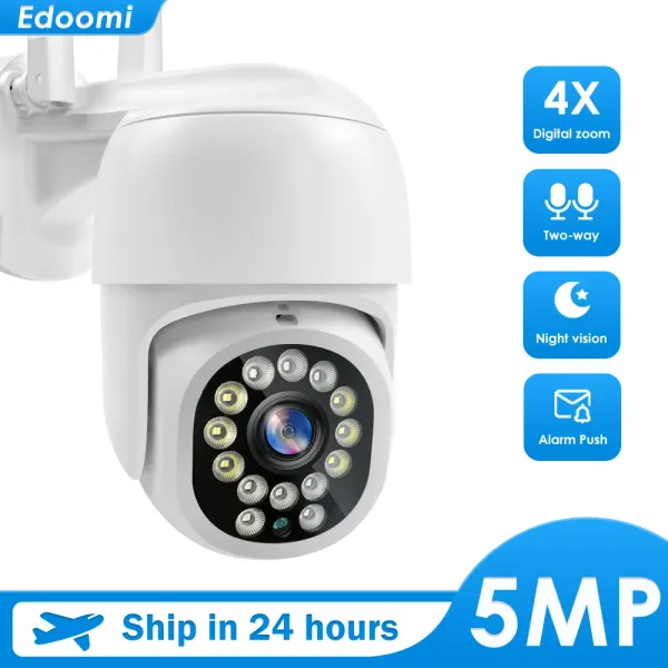 Système 5MP IP WiFi 1080p PTZ CCTV Sécurité Protection Outdoor Tracking 4x Digital Zoom Mini Surveillance Camera Night Version