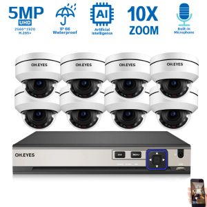 Système 5MP PTZ CCTV Camera Security System System Kit 8ch 4k Poe NVR System 10x Zoom Outdoor Audio IP Dome Camera Video Subselance Kit Xmeye