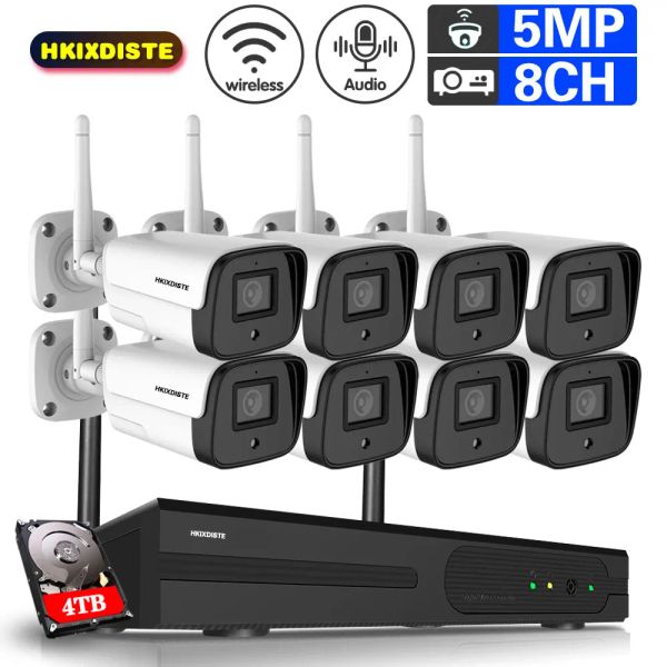 Système 5MP Cameras de sécurité du kit NVR sans fil pour la maison WiFi CCTV Système de caméra extérieure Système de caméra sans fil 8ch