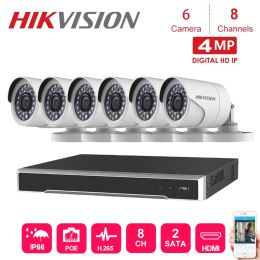 Systeem 8 kanalen Hikvision POE NVR Video Surveillance met 6 PCS 4MP IP Camera Network Security Night Vision CCTV Security System Kits