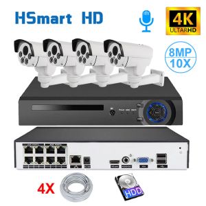 Système 8ch 4k NVR 8MP IP PTZ 10X Zoom Camera PoE IP Système de sécurité en plein air