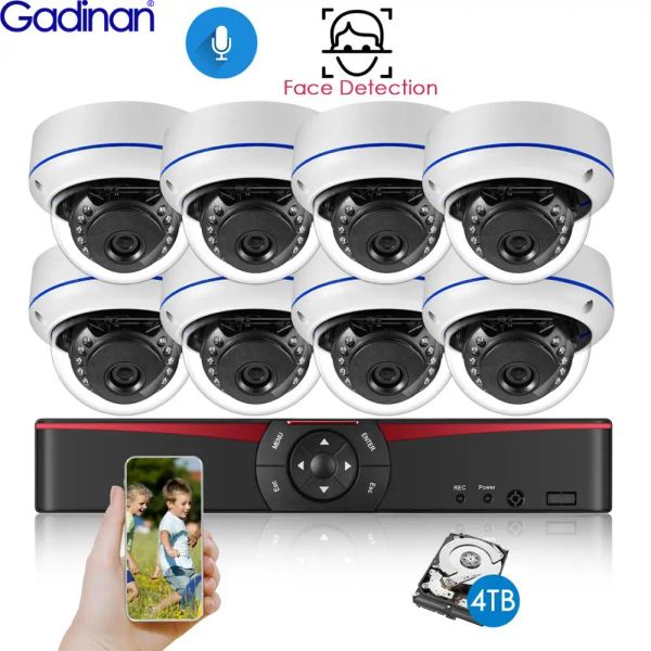 Système 8CH 5MP Kit NVR Face Détection audio Vandalproof Dome 5MP Poe IP Camera Système de sécurité CCTV Système de surveillance de la maison