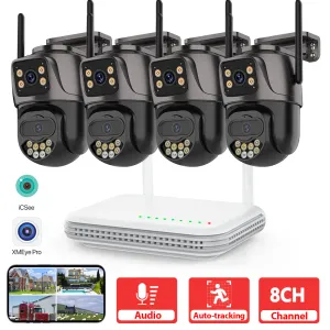 Système 8CH 6MP Double-leal Dual Lens PTZ WiFi IP Security Camera biside Couleur audio Vision nocturne Mini WiFi NVR Video Surveillance System