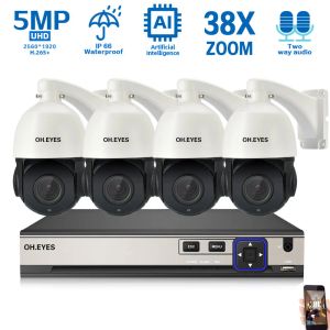 Système 8CH H.265 4K PTZ POE NVR Kit 5MP CCTV Camera System 38x Zoom Tracking Auto Speed Speed Dome Dome Sécurité de la sécurité Système de surveillance