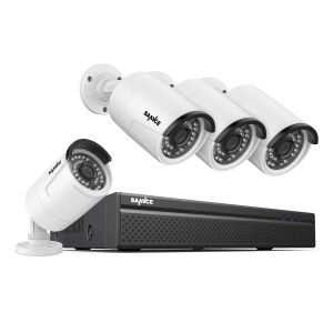 Sistema 8CH POE 3MP Security Camera Sistema Kit 4 PCS 3MP Bullet IP Cámara de video impermeable al aire libre vigilancia NVR set IP66 Sannce