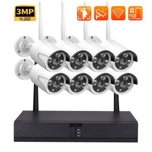 Système 8CH WiFi NVR Video Subs Surveillance System P2P 3.0MP AI CAME CAMERIE SET DÉTICON DÉTENTION DU MADION DE SÉCURITÉ EXTÉRIER