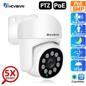 Système 8MP Xmeye Poe Surveillance Smart Auto Tracking Two Way Couleur de couleur Vision nocturne Poe PTZ Video Outdoor Video CCTV Sécurité Caméra P2P