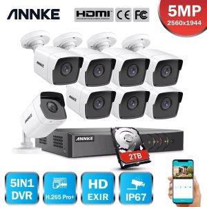Système Annk H.265 + 5MP Lite Lite Ultra HD 8CH DVR CCTV Sécurité Système extérieur 5MP Exir Night Vision Camera Video Subswance Kit