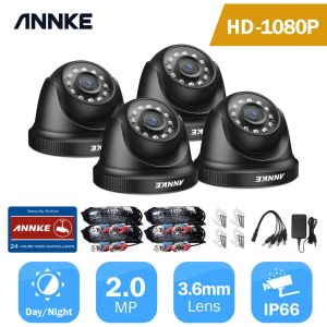 Système Annke 2 / 4pcs 2MP 1080p HD Sécurité de surveillance Caméra Caméra nocturne Ircut Night Vision Audio Recordage de caméra de boîtier imperméable Kit de caméra