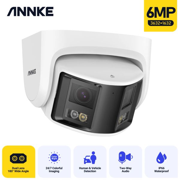 Système Annke 4K Duo Dual Lens Outdoor Security Camera Poe Ai Human Detect Full Color Night Vision Video Tenveillance Security Camera