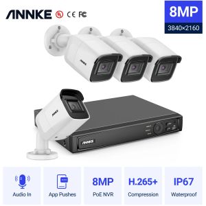 Sistema Annke 4K Ultra HD POE Sistema de vigilancia de video 8ch H.265+ Registrador NVR con cámaras de seguridad 4K Kit de audio CCTV Registro IP Camera